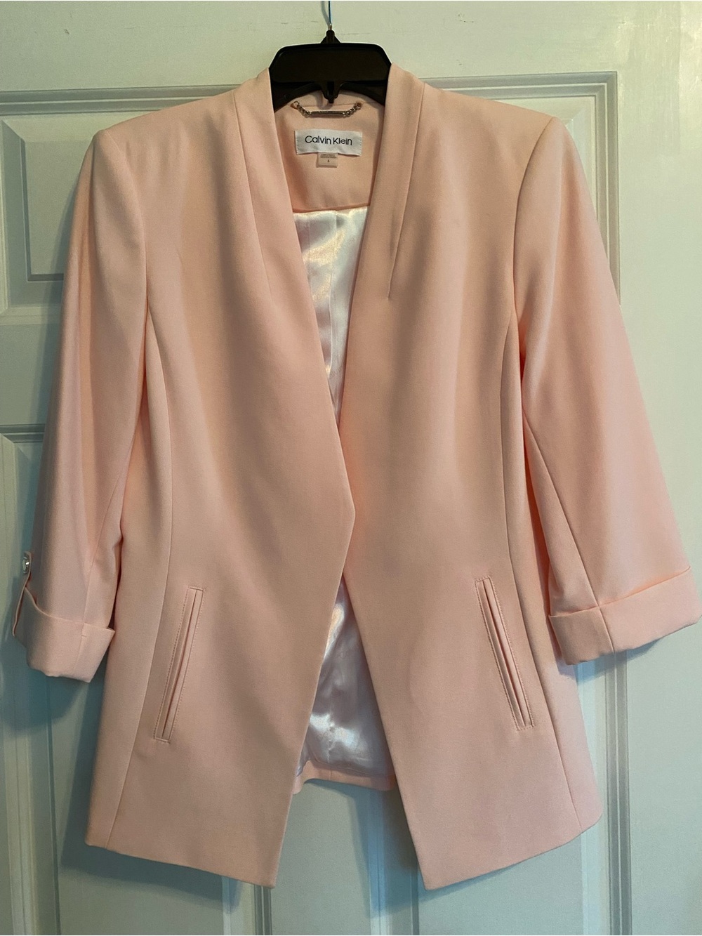 Calvin Klein Women's Light Blush Pink Open-Front Blazer
